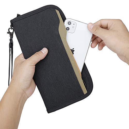 Image of ZOPPEN Passport Holder Family RFID Passport Wallet, Passport Holder Women /Men, Travel Wallet Documents Organizer Zipper Case with Removable Wristlet Strap, Travel Essentials for Flying, #03 Dark Grey,