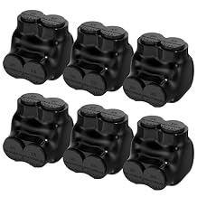 RVBOATPAT 2 Port Insulated Multi Tap Connector 3/0-6 AWG Black Electrical Cable Connectors 7/32" Allen Hex Aluminum Wire Connector - 6 Pack