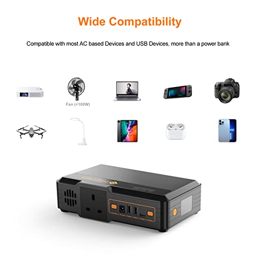 NOVOO 148Wh/40000mAh Portable Power Station, 230V/100W AC Socket, 60W USB-C PD Outdoor Generator Backup Lithium Battery for Camping Picnic Travel Party RV Trip Emergency Adventure Fishing - Image 3