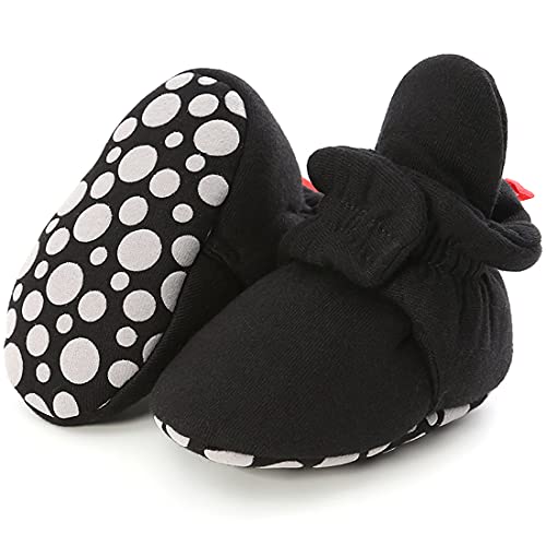 Image of ohsofy Newborn Baby Cotton Booties Stay On Slipper Winter Warm Soft Shoes Non-Skid Infant Ankle Boots Crib Shoes