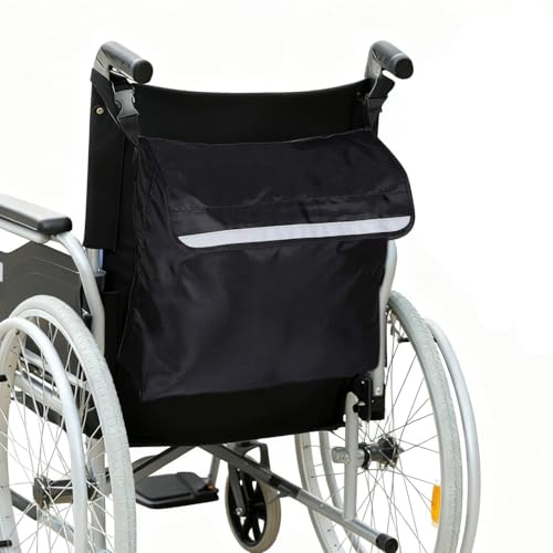 Wheelchair Backpack Large Capacity Wheelchair Bags for Back of Chair 1PCS Black Universal Wheelchair Bag Waterproof Wheelchair Storage Bag for Most Wheelchair Scooter Walker Rollator