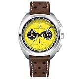Reloj clásico para hombre de diseño pagano: forma una esfera clásica de panda. El segundero central de sincronización es el segundo contador, el contador de minutos de las 9 en punto, la posición de las 6 en punto es la segunda manecilla real, y la posición de las 3 en punto es el sistema de 24 horas. Los elementos naranja brillante en las manos combinan perfectamente los conceptos de diseño de moda deportiva y retro moderno.