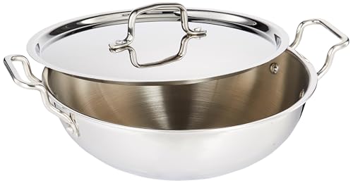 Image of Tosaa Triply Stainless Steel 26 cm Kadai with Lid /Indian Wok|Even Heat Distribution| Consumes Less Oil|Easy to Clean|Gas Stove Compatible - 2650 ml