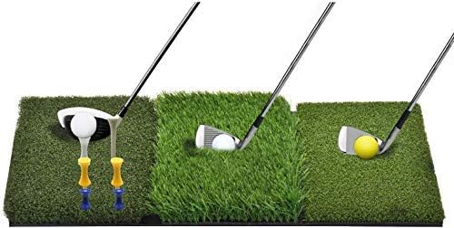 Whitefang Golf Mat Tri-Turf Fairway Rough and Driving, Golf Hitting Mat Grass with Tees and Balls for Indoor Outdoor