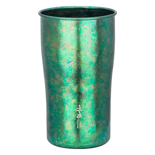 TiTo Titanium Beer Cups 300ml-10.3fl oz Lightweight Pure Titanium Water Mug Portable Coffee Tea Cold Drinking Cup for Home Outdoor Camping Travel Hiking Picnic (Green)