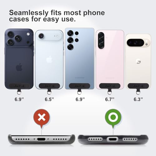 Image of Phone Lanyard Crossbody, Anti Theft Phone Strap with 2 Tether Tabs | With Leather Loop, Premium Metal Buckles, Adjustable Cell Phone Lanyard for Travel, Fits Most Smartphones, Apricot