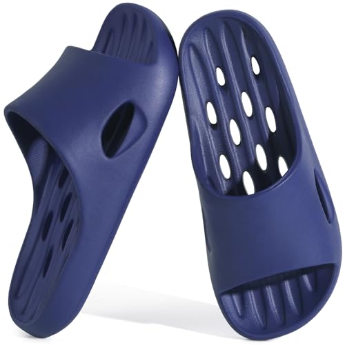 Aoowoll Shower Shoes Men Slippers Sandals for Women Flip-Flops Pool Unisex Slides with Holes Great for College Dorm Beach Trips Boat Decks and Spa Gym Hospital Use(Blue EU46-47)