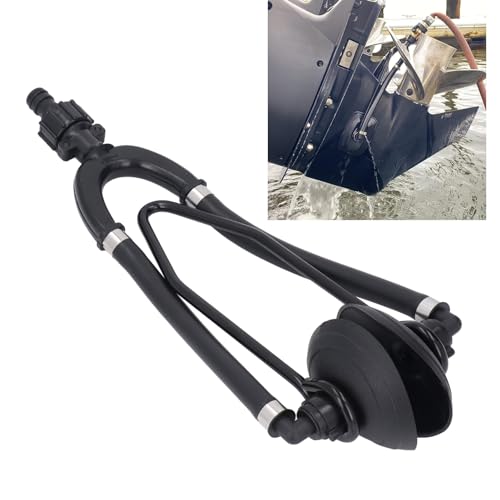 AMAKO Enjuague de Motor de Doble Alimentación Accesorio de Manguera Desmontable de 16 mm Ventosa de 4 Pulgadas para Evinrude Johnson y Otros Motores Internos y Externos