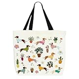 Bolso Teckel, 40 x 38 cm Bolso tote para mujer, bolso de lona estampado, bolsos de algodón para la compra, tote grande blanco de lona para ir de compras, regalos