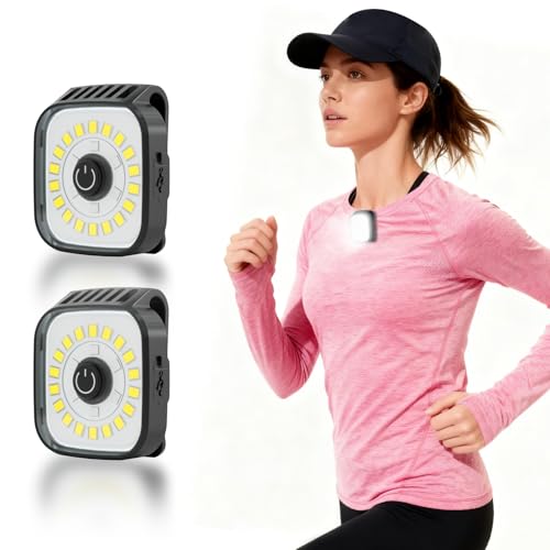 Buytes 2 Pack Running Lights for Runners, Rechargeable Clip on Flashlight with 4 Modes, Mini Dog Lights for Night Walking, Safety LED Light Running Gear for Hiking, Jogging, Camping