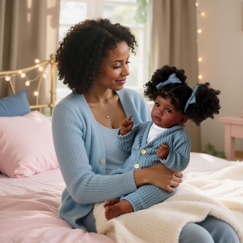 Muñeca Reborn Bebé Realista Negra 20 Pulgadas Suave miniatura 3
