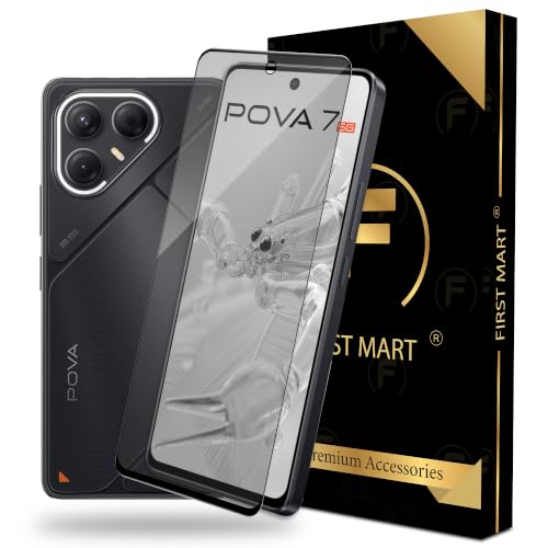 Image of FIRST MART Military-Grade Matte Tempered Glass for Tecno Pova 7 and Pova 7 Pro - 9H Screen Protector, Anti-Glare Protection, Scratch-Resistant, Bubble-Free (1 Pack)