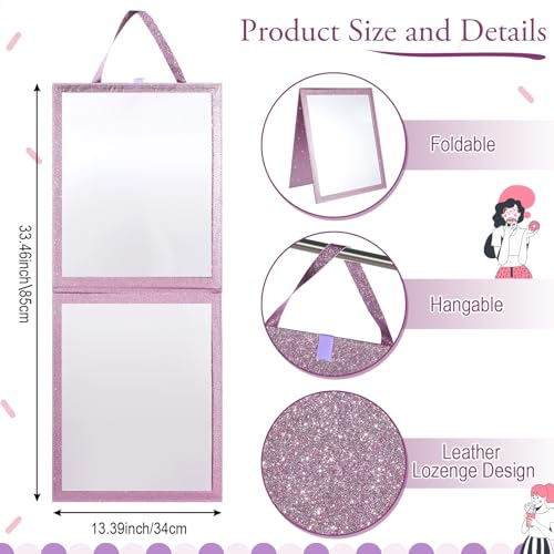 Espejo plegable rectangular con brillo para maquillaje y viaje miniatura 2