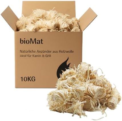 bioMat Allume-Feu Naturels, 10 kg, en Laine de Bois, Imbibés de C...