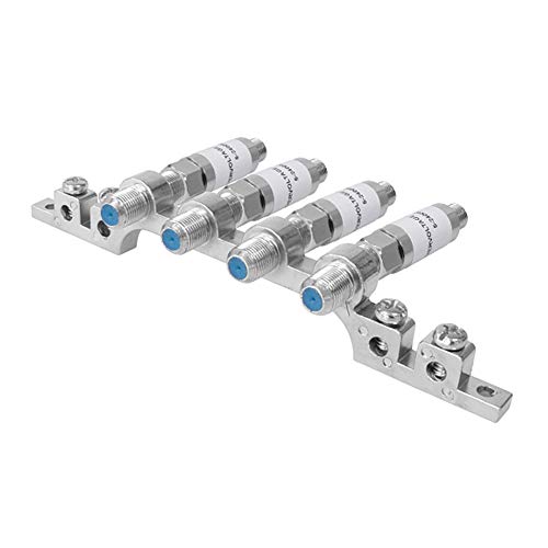 Set Angebot 5 teilig: Überspannungsschutz Blitzschutz Erdungsblock 4-fach Sat Kabel DVB-T F Kupplung Stecker Anschluss Schutzadapter Koaxialkabel