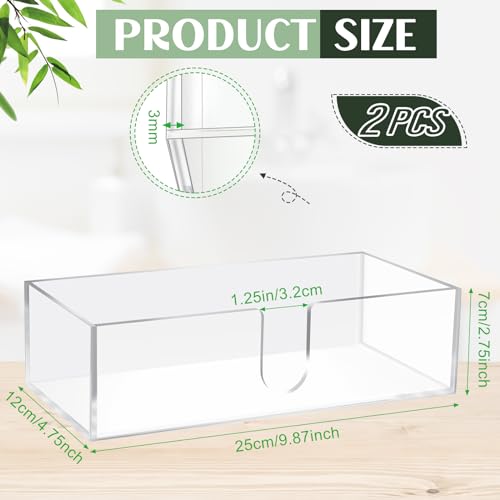 Mumufy 2 Pcs Paper Napkins Holder Fold Paper Towel Dispenser Height 2.75 Inch Acrylic Multifold Towel Dispenser for Guest Z Fold Disposable Countertop Holder Small Size(Clear) by Mumufy - Used condition - Image 2
