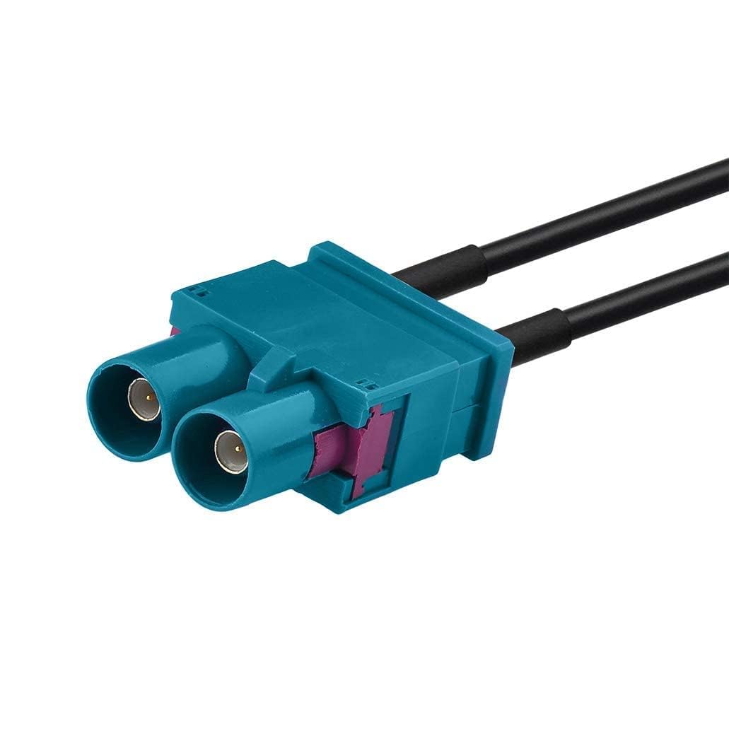 Bingfu Amplificatore Segnale Antenna Autoradio Auto, Adattatore da Doppio Maschio Fakra a Spina DIN per Volkswagen VW Golf Polo Audi BMW Unità Principale