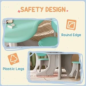 Qaba Kids Table and Chair Set, 3 Piece Plastic Baby Activity Table, Toddler Art Table for 3-6 Years Old, Light Blue Qaba Kids Table and Chair Set 3 Piece Plastic Baby Activity Table Toddler Art Table for 3 6 Years Old Light Blue