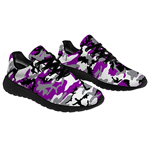 Camouflage Sneakers Womens Mens Tennis Shoes Purple White Camo Running Shoes Gifts For Ace Pride Month,Us Size 12 Women/10.5 Men #TOP5