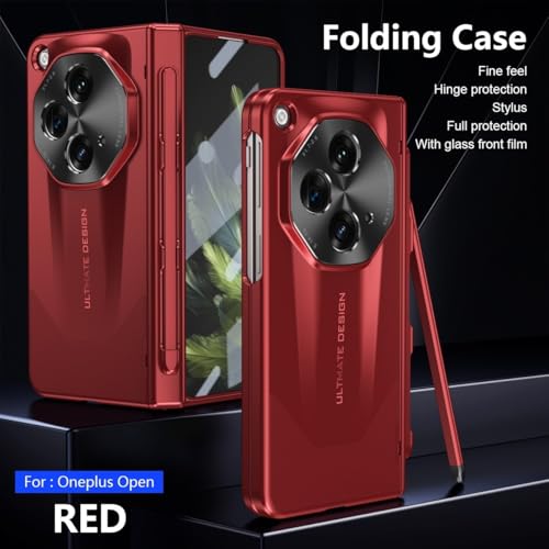 Coque OnePlus Open rigide rouge avec protection charnière et écran premium - 5