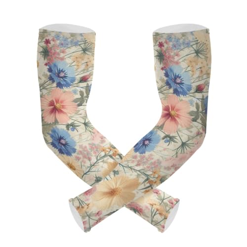PaChyLuu Flowers UV Sun Protection Arm Sleeves Cooling Compression Arm Sleeves with Thumb Hole for Men Women Golf Volleyball