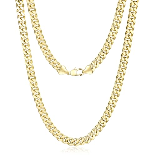 YOIHUR 6mm Cuban Necklaces for Men Simple 14K Gold Chain Necklace for Men&Women Hypoallergenic & Durable Gold Chain for Everyday Wear Ideal Jewelry Gift for Birthday & Holidays(24in)