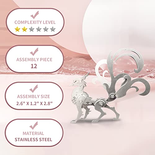 Microworld Metal Model Kits, Mechanical Nine Tails Fox 3D Metal Puzzle, Steel Warcraft Collection Challenge Brain Teaser Diy Art Craft Decoration Mini Puzzles For Adults Men Boys #TOP1