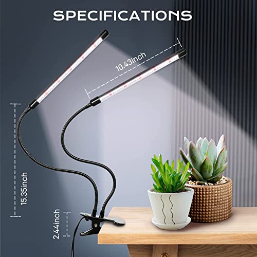 Ipower Led Grow Light, 6000K Full Spectrum Clip Plant Growing Lamp With 84 White Red Leds For Indoor Plants, 5-Level Dimmable, Auto On Off With 4/8/12H Timer #TOP1