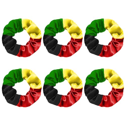 6 Pcs Juneteenth Hair Scrunchies African Color Jamaican Hair Ties Black History Month Hair Band Elastic Hair Ropes Party Ponytail Holder Fancy Hair Elastics Accessories