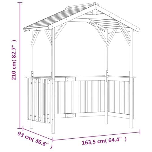 Foto von vidaXL Grillpavillon Kiefernholz Imprägniert 163,5x93x210 cm