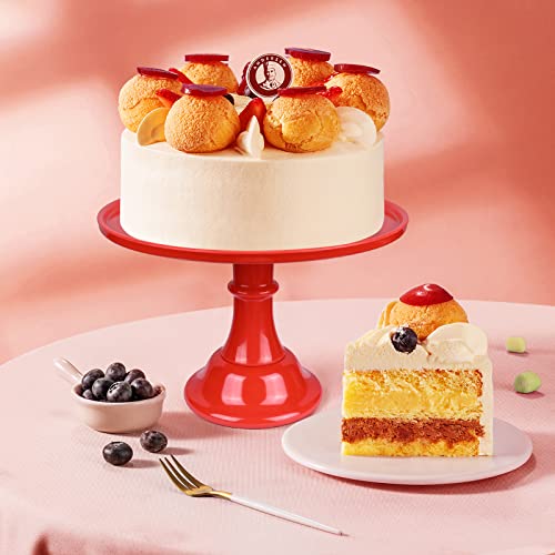 Klaskware Round Cake Stand 11" Melamine Cake Display Stand Dessert Cupcake Display Tray For Graduation,Wedding,Birthday,Party,Baby Shower,Anniversary,Ceremony,Christmas (Red #TOP4