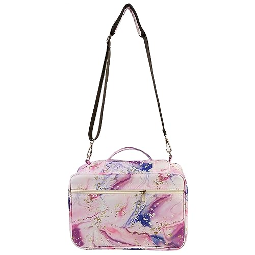 Image of 300 Slots Color Pencil Case - Pencil Holder with Handy Wrap & Zipper, Multilayer Holder for for Watercolor Pens or Markers (Marble Pink)