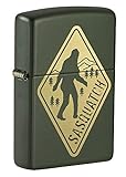 Zippo Sasquatch Crossing Sign Green Matte Pocket Lighter, One Size