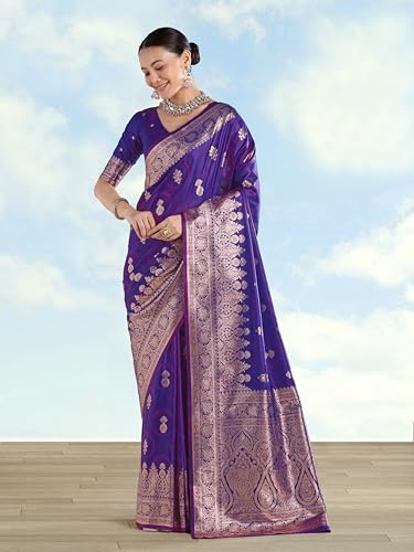 Image of Monjolika Fashion Women's Banarasi Silk Zari Woven Saree With Dupatta