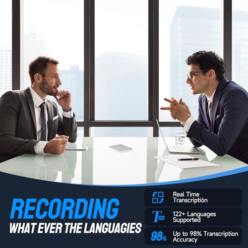 Image of AI Voice Recorder, App Control, 64GB Memory,122 Languages,Real Time Transcribe & Summarize with 30 Pro Templates,Deep AI Analysis, Meetings /Class /Lectures (Grey)