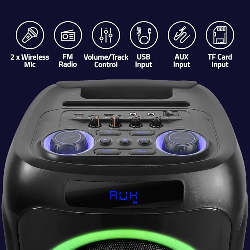 Image of Artis BT916 120W Wireless Bluetooth Party Speaker with EQ Mode /FM /USB /Aux in /Guitar in /TF Card & Wireless Mic.