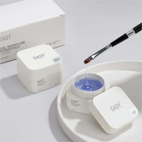GAOY 30g Gel Top and Builder Base Set Non-Yellowing Cure Needed 2 Pcs