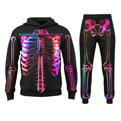 Chándal de esqueleto para hombre conjunto de jogging cómodo y holgado para evitar frío