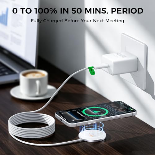 Magnetic Wireless Charger [25W Fast Charging], 6FT Qi2.2 Fast Wireless Charger Phone Pad with 45W USB-C Wall Charger Combo, for iPhone 17-16, AirPods — view 2