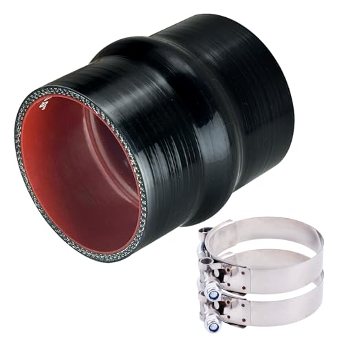 3.0 ID Silicone Hump Hose Coupler with 2 Tension Heavy-Duty Clamp High Temp 4-Ply Reinforced 5MM Wall 4.0 Length (Qty 1) For Pipes Connecting
