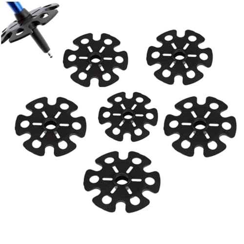 Qiutdisn?6Pcs ? Removable Mud Ski BasketTrekking Poles Snow Sand Baskets Rubber Mud Ski Walking Stick Basket Cap Guard Replacement Hiking Accessory Black