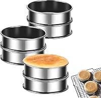 Crumpet Rings, 6Pcs Stainless Steel 4 Inch English Muffin Ring, Double Rolled Tart Rings for Baking Fluffy Muffins, Eggs, Pancakes, Home Baking Eggs Pancakes Pastry