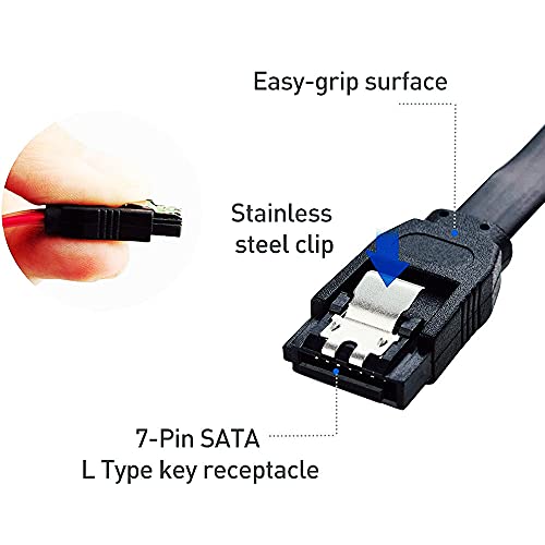 Cable SATA III 6 Gbps 3 piezas 18 pulgadas ángulo 90° negro miniatura 4