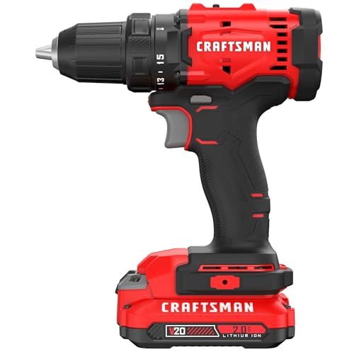 Image of CRAFTSMAN V20 1 /2 in Cordless Drill Set With 2.0 Ah Battery, Charger and Double Ended Bit, LED Light, Long Runtime, Ergonomic Power Drill Driver (CMCD702D1)