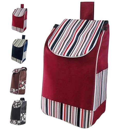 Bolsa Carro Compra, Bolsa de Repuesto para Carrito de Compras Plegable, Recambios Carro Compra, Fabricada en Tela Oxford Resistente e Impermeable, Capacidad Grande 32x20x56 cm (Rojo)