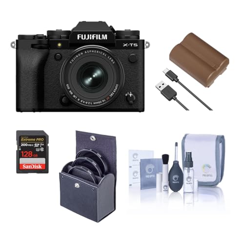 Image of Fujifilm X-T5 Mirrorless Camera, Black with XF 16-50mm f /2.8-4.8 R LM WR Lens, Bundle with 128GB Memory Card, NP-W235 Battery, 72mm Filter Kit, Cleaning Kit