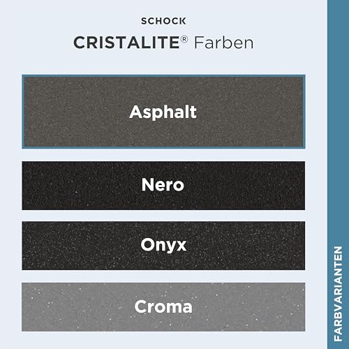 SCHOCK Küchenspüle Typos D-150S Asphalt 86x43,5 cm | Granitspüle aus CRISTALITE Grau mit Becken und Abtropffläche | Einbauspüle für 60 cm Unterschrank | Pflegeleicht und robust durch Quarzkomposit