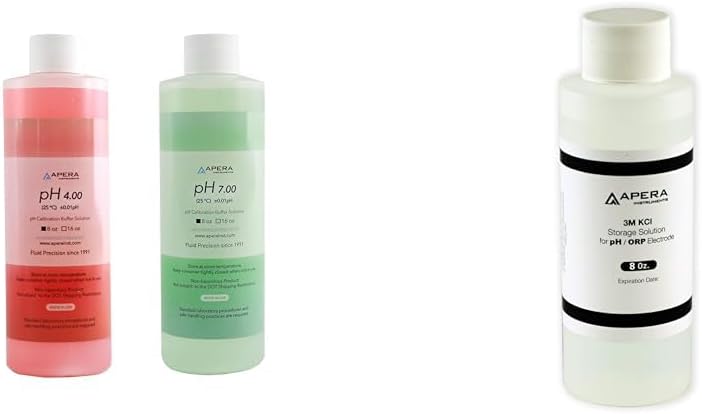 pH Calibration Buffer Solution Kit (7.00, 4.00) with KCL Storage Soaking Solution for pH and ORP Electrodes