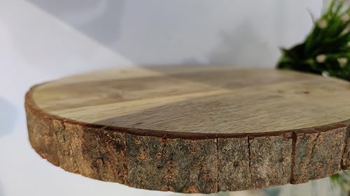 Image of T one Woods Sanded Wooden Log Crafted Slices Disc Platter (12 inch)