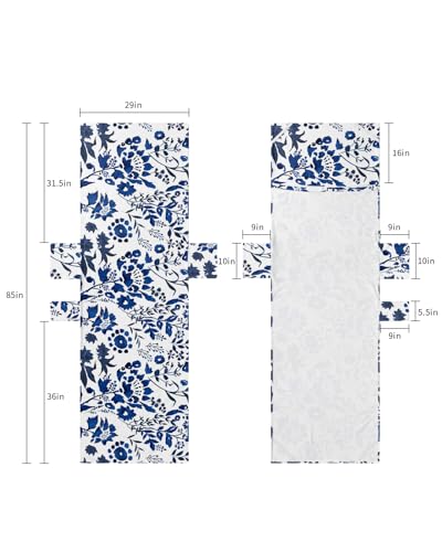 Blue Spring Floral Beach Lounge Chair Towel Cover, Soft Chaise Lounge Towel with Side Pockets Patio Pool Chairs Cover for Beach/Pool Sunbathing 29x85 Watercolor Elegant Summer Botanical Flowers